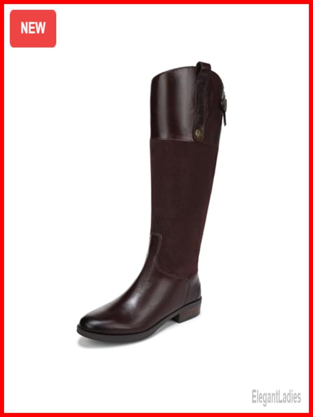 Sam Edelman Penny Leather Riding Boot Mid-Calf Block Heel